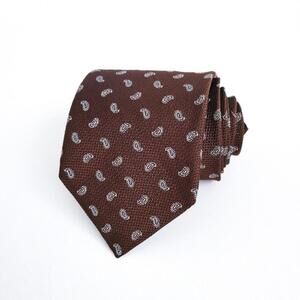 NEW Brooks Brothers Tie Paisley Pattern English Silk Brown Blue Gray Mens